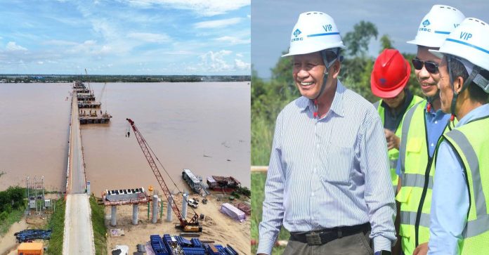 CambodiaFinancial-realestatenew ស្ពានឆ្លងកាត់ទន្លេមេគង្គ(ដីឥដ្ឋ-ថ្មគរ) មានទីតាំងស្ថិតក្នុងខេត្តនៅក្នុងខេត្តកណ្តាល មានប្រវែងសរុប១៦០០ ម៉ែត្រ និងទទឹង២៦ម៉ែត្រ(៤គន្លងផ្លូវ)។